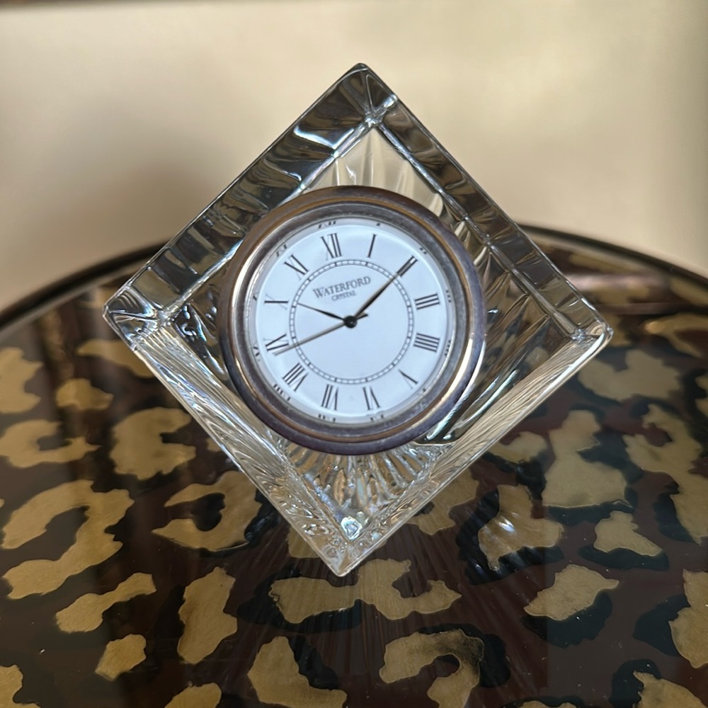 Cube shaped Waterford, crystal clock